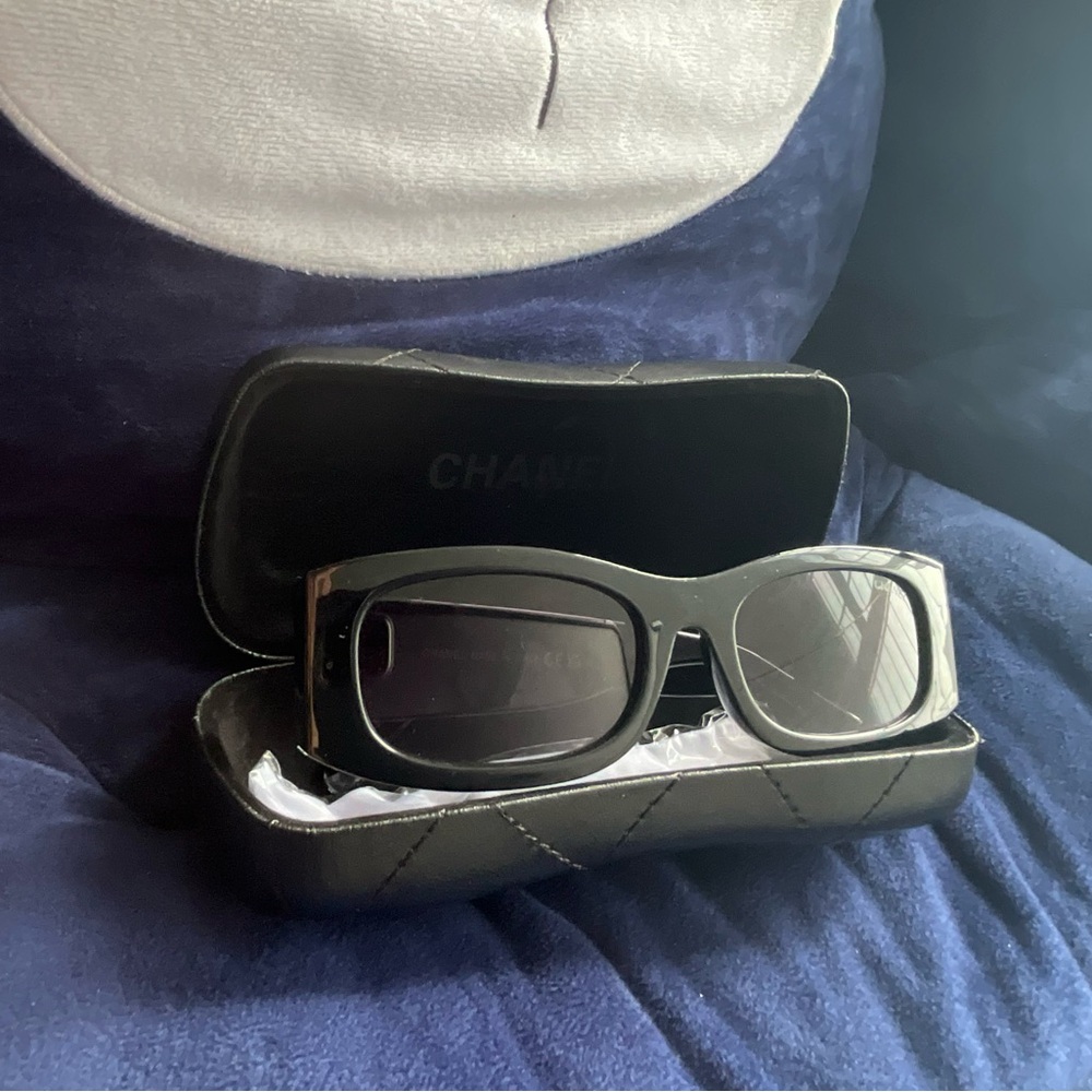 Chanel Black Rectangular Sunglasses for Women